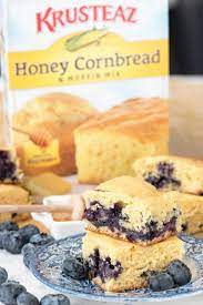 Easy Blueberry Cornbread This Cornbread Recipe Starts With A Doctored Mix Blueberry Cornbread Easy Blueberry Muffins Honey Cornbread