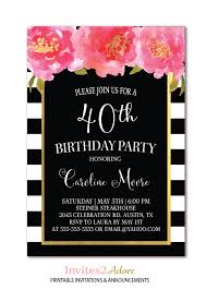 Black And White Stripe Invitation Template Free Black White Stripe Birthday Invitation Black Pink And Etsy Birthday Invitations 30th Birthday Invitations Gold Birthday Party