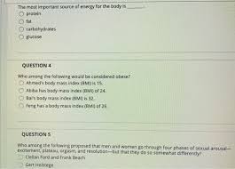 Sexual energy is incredibly potent and its power can either help us ascend to the higher realm or bring us down and make our life a nightmare. Solved The Most Important Source Of Energy For The Body I Chegg Com