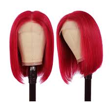 Over $699 save 10% code 828ys10. Buy 13x1 Lace Frontal Middle Part Wig Straight Bob Human Hair Wig For Black Women 150 Brazilian T Part Lace Front Wig Red Color 10 Online In Indonesia B08htv6llc