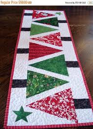 Quilted Table Runner Modern Christmas Trees Narrow Runner Red And Green Patchwork Bright Christmas Patchwork Christmas Quilts Quilted Table Runners Patterns