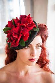 Beautiful Elegant Red Roses Hat By Ggspinupcouture On Etsy 101 00 Fascinator Rose Hat Red Rose Wedding