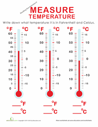Measure Temperature Fahrenheit And Celsius Worksheet Education Com Measurement Worksheets Homeschool Study Worksheets