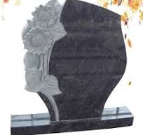 Bahama blue granite headstone with sunflower carving