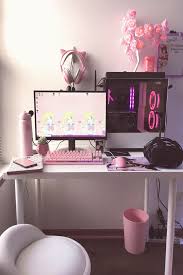 Aesthetic Baby Pink Gaming Setup Minimal Aesthetic Pastel Pink Gamer Girl Setup Simple Yet Cute Game Room Design Room Setup Gamer Room Decor