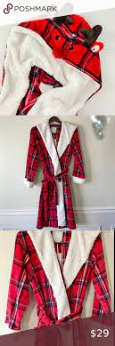 Nwt Peaches Dreams Hooded Robe Plaid Fleece Hooded Robe Clothes Design Plaid