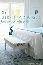Staple the crease in place as best you can, along the back side of the table. Diy Upholstered Bench From An Old Coffee Table The Happy Housie