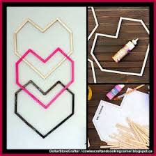 Dollar Store Crafter Geometric Heart Diy Wall Art Using Dollar Tree Items Diy Wall Art Craft Stick Crafts Diy Wall
