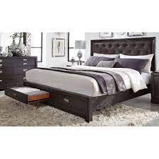 Licorice Black Contemporary Cal King Storage Bed Front Street King Storage Bed Queen Upholstered Bed Fabric Upholstered Bed