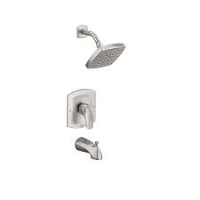 With innovations like motionsense hands free kitchen faucets, reflex retractable faucet hoses, and immersion shower. Moen Zarina Single Handle Posi Temp Bath Shower Faucet In Spot Resist Brushed Nickel The Home Depot Canada