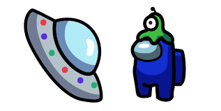 Among Us Character In Brainslug Hat And Ufo Cursor Custom Cursor Browser Extension