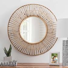 Bamboo and rattan campaign vanity mirror with tray stand. Rattan Circle Wall Mirror 31 In Kirklands