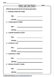 It's normal for children to be a grade below or above the suggested level, depending on how much practice they've had at the skill in the past and how the curriculum in your country is. Rates And Unit Rates Worksheets With Word Problems