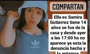 Buscan intensamente a una joven de Virrey del Pino