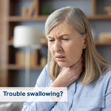 Trouble swallowing, coughing or choking when eating or drinking, or a  sensation that food is stuck in the throat or chest could be signs of  dysphagia. Don't suffer in silence. Talk to