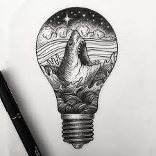 Black And White Light Bulb Border Tattoo On Pinterest Artistic Tattoos Light Bulb Drawing And Moon Light Bulb Drawing Lightbulb Tattoo Drawings