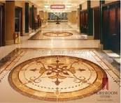 Design de piso de mármore para lobby com flores - medalhões ...