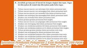 Kunci jawaban biologi sma ma kelas x jilid 1. Jawaban Penilaian Pelajaran 2 Esai Halaman 108 Pjok Kelas 7 Bola Kecil Youtube