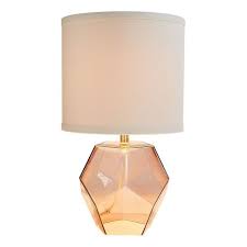 Blush Geo Glass Table Lamp Table Lamp Lamp Rose Gold Room Decor