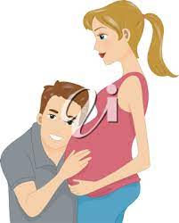 Iclipart Illustration Of A Husband Listening To His Wife S Tummy Illustration New Baby Products Husband
