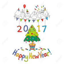 Happy New Year Greeting Card With Cartoon Funny Birds Hand Draw Royalty Free Cliparts Vectors And Stock Illustration Image 68425554 Merry christmas and happy new year wallpaper for pc. happy new year greeting card with cartoon funny birds hand draw