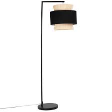 Black Metal Floor Lamp With Cotton And Rattan Shade H156 Diabolo Maisons Du Monde Black Metal Floor Lamp Metal Floor Rattan Shades