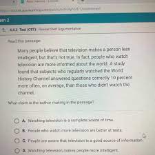 According to the passage to which the question referred. What Claim Is The Author Making In The Passage Brainly Com