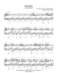 This sheet music is created in a transformative manner. Yesterday By The Beatles Piano Sheet Music Advanced Level Piano Sheet Music Sheet Music Piano Sheet