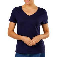 B Collection Womens Basic V Neck Tee - Navy Big W