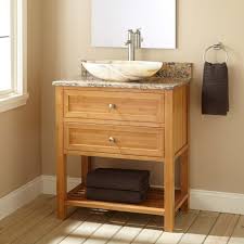 Most narrow bathroom sinks actually rotate the faucet so it runs parallel to the wall. Light Brown Wooden Narrow Depth Bathroom Vanity With Marble Countertop And Oval White Granite Bowl Sink O Vessel Sink Vanity Wooden Bathroom Vanity Vanity Sink