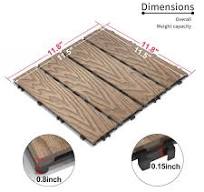 WPC Interlocking Decking Tiles, 11.8" Quick Deck Floor Tiles, Weatherproof,