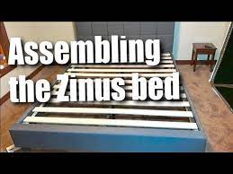 The recipe for our #1 best selling mattress? How To Setup A Zinus Dark Gray Upholstered Square Stitched Queen Sized Platform Bed And Review Youtube