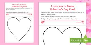 Who says you have to load everyone down with candy instead of handing out valentine's day cards, have you thought about making bouquets of candy? I Love You To Pieces Valentine S Day Card Craft Activity