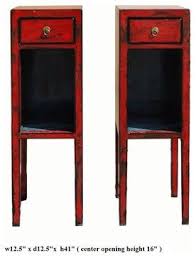 Pair Red Lacquer Narrow Tall Side Tables Stands Tall Side Table Modern Side Table Tall End Tables