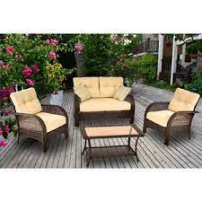 Mainstays Sienna 4 Piece Patio Conversation Set Walmart Com Conversation Set Patio Wicker Outdoor Furniture Set Modern Patio Furniture