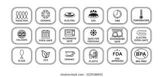 Microwave Oven Safe Icons And Signs Stock Vector - Illustration Of Plastic,  Oven: 245764184