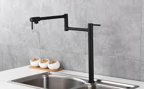 Deck mount pot filler matte black. Wathels Modern Pot Filler 2 Handles Brass Kitchen Faucet Double Joint Spout In Matte Black Deck Mounted Amazon Com