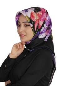 Silk Home Gul Desenli Ipek Esarp 3013 Mor Esarp Mor Guller