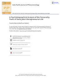Pdf A Psychobiographical Analysis Of The Personality Traits Of Steve Jobs S Entrepreneurial Life