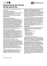 December 2020) department of the treasury internal revenue service. Instructions For Forms W 2g And 5754 2018 Printable Pdf Download