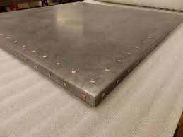 185 Light Patina Zinc Table Top With Copper Rivets Zinc Table Zinc Table Top Metal Countertops