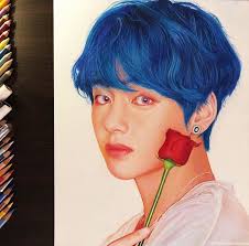 Kicking it off with a pencil sketch. Original Oil Painting Taehyung Bts Fanart Art Collectibles Oil Vadel Com