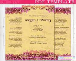 Indian Wedding Program Booklet Template Diy Printable Instant Download Gold Fuschia Orange Meh Booklet Template Wedding Programs Wedding Invitation Samples