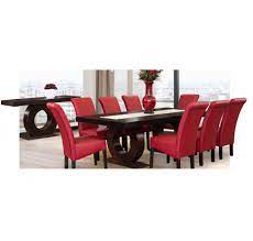 Extendable round dining room table modern solid wood medium brown. Dining Room Furniture Vibe