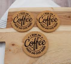 Funny Coffee Quotes, Coffee Car Coasters, Sarcastic Gift, Iced Coffee Cup  Holder Insert, Coffee and Chaos, Coffee Cup Holder, Coffee Decor