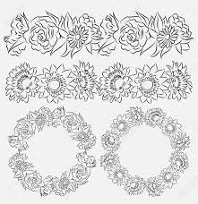 La foto set di cornici rotonde con fiori. Vettoriale Set Di Pennelli E Cornici Per Fiori Disegno Di Contorno Elemento Vettoriale Per La Tua Creativita Image 75487001