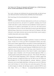 Pdf The Value Of Art Therapy In Antenatal And Postnatal Care A Brief Literature Review With Recommendations For Future Research