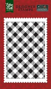 Plaid fabric on a red background. Collections Echo Park Paper Co Twas The Night Before Christmas