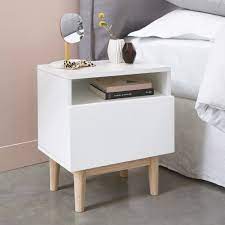Letto e biancheria da letto. Table De Chevet Vintage Blanche Maisons Du Monde Vintage Bedside Table Furniture White Bedroom Furniture