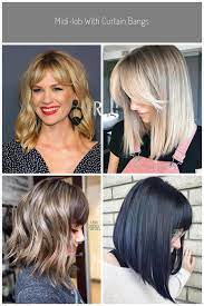 Soft curtain bangs help frame the face and are easy to maintain and style. Midi Lob With Curtain Bangs Lob With Bangs Midi Lob With Curtain Bangs Long Bob Hairstyles Lob Haircut With Bangs Lob Haircut